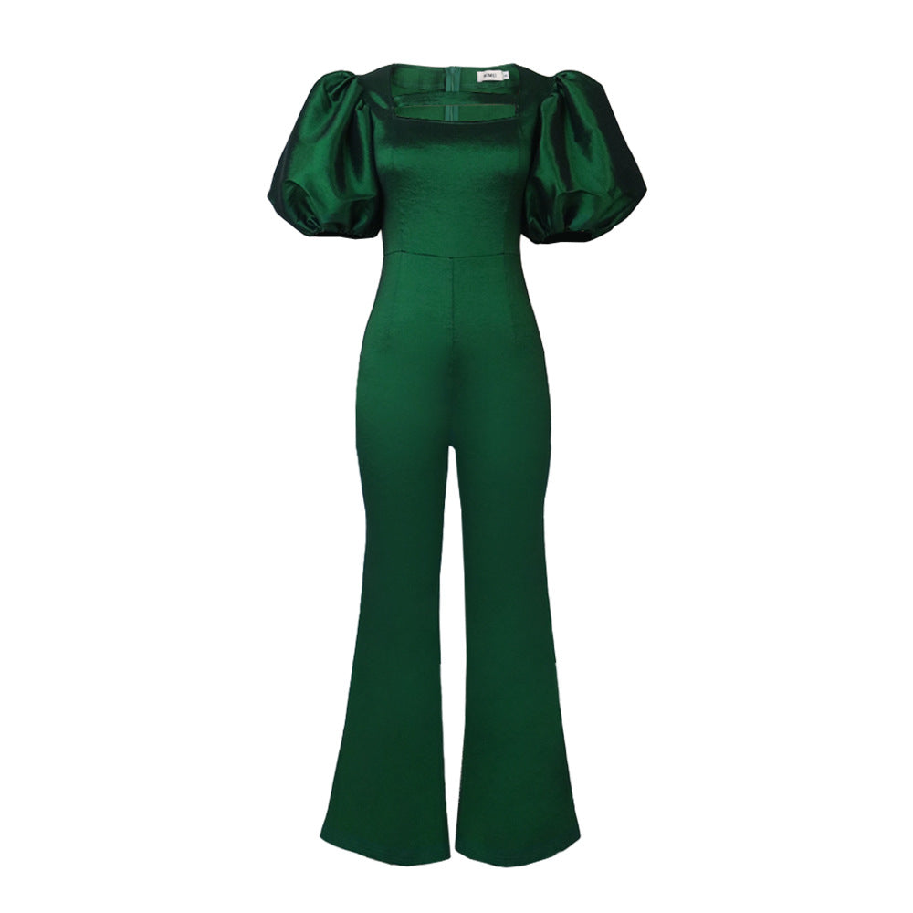 Damen Jumpsuit mit voluminösen Puffärmeln und tailliertem Design EB