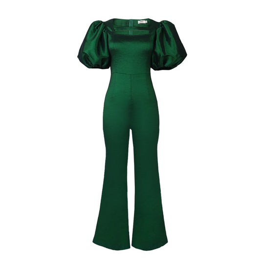 Damen Jumpsuit mit voluminösen Puffärmeln und tailliertem Design EB
