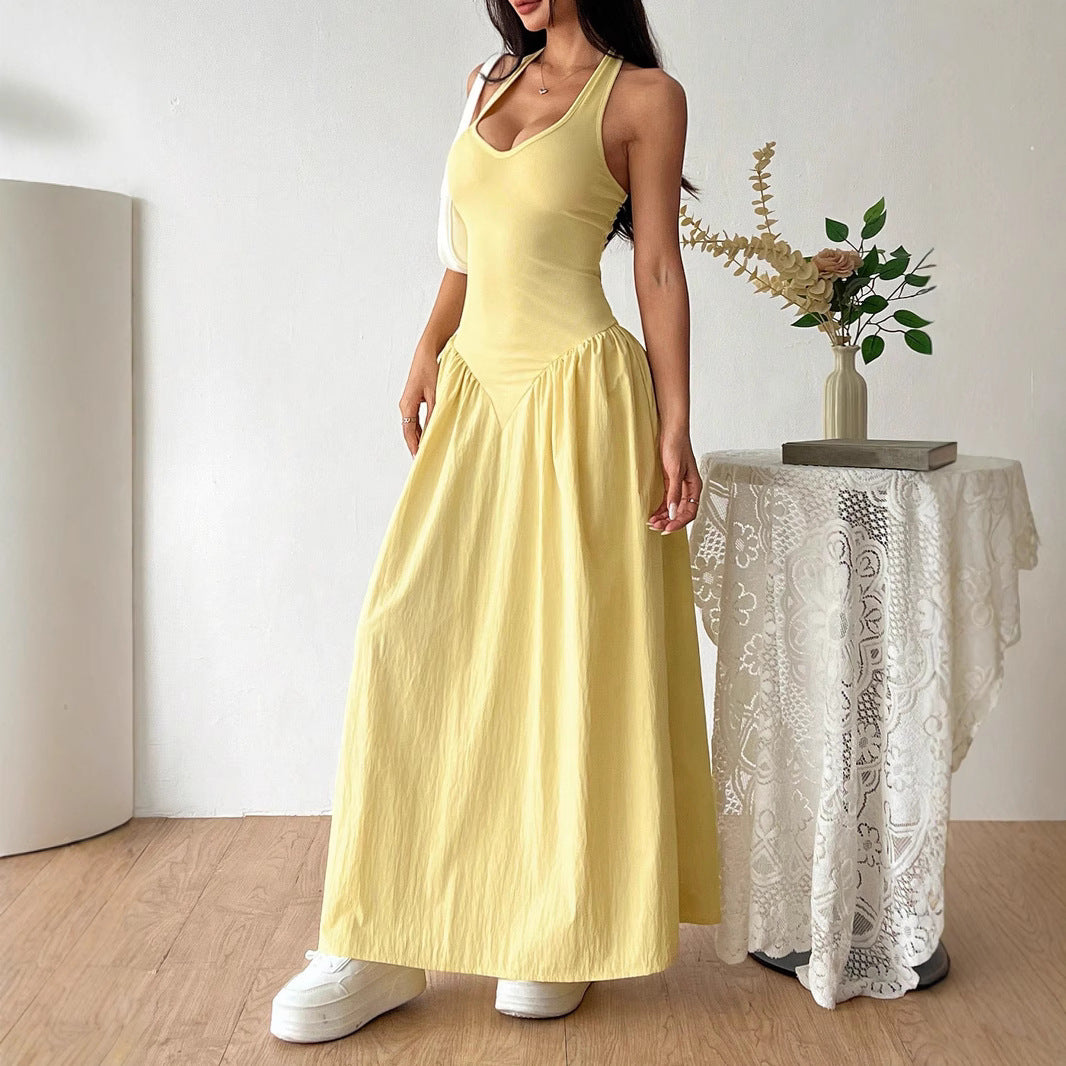 Damen Maxidress mit U-Ausschnitt und fließendem Rock EB