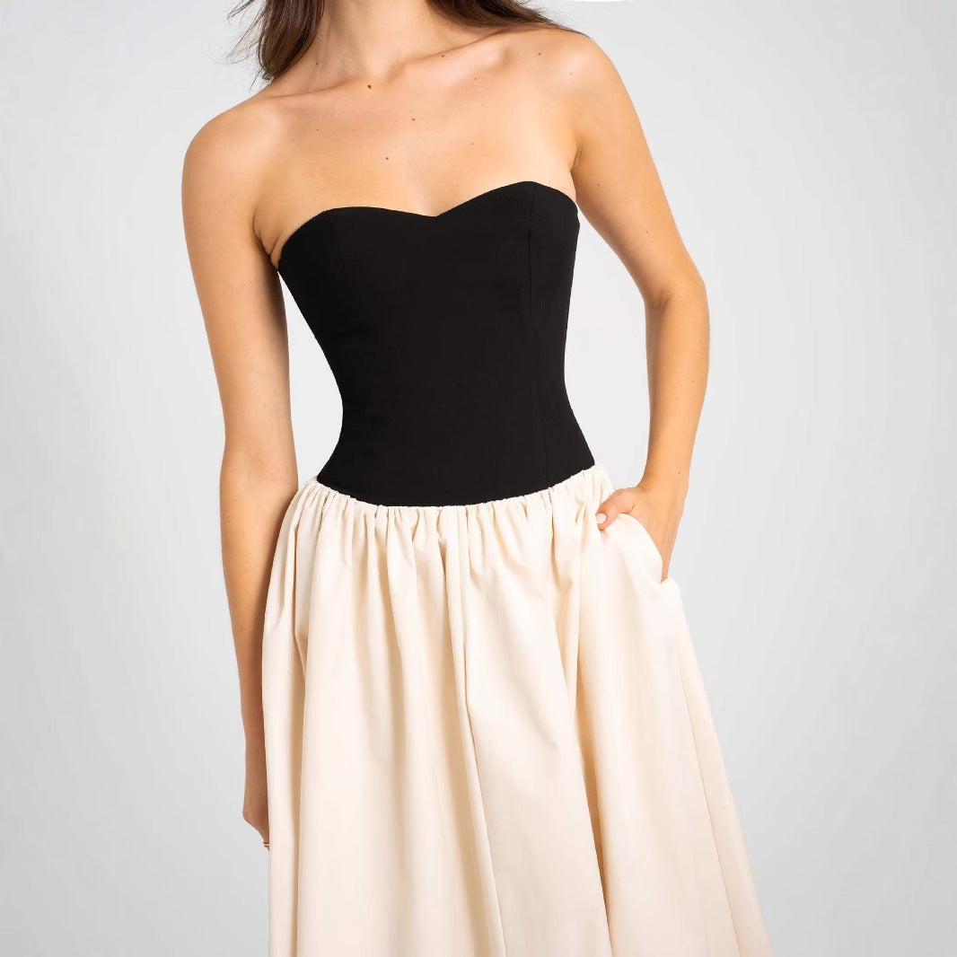 Damen Maxi-Kleid mit bequemem Herz-Ausschnitt und eleganter Raffung EB