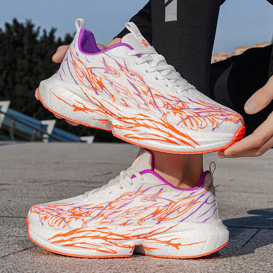 Damen Sportliche Sneaker mit stylishem Flame-Design und atmungsaktiver Mesh-Oberfläche EB