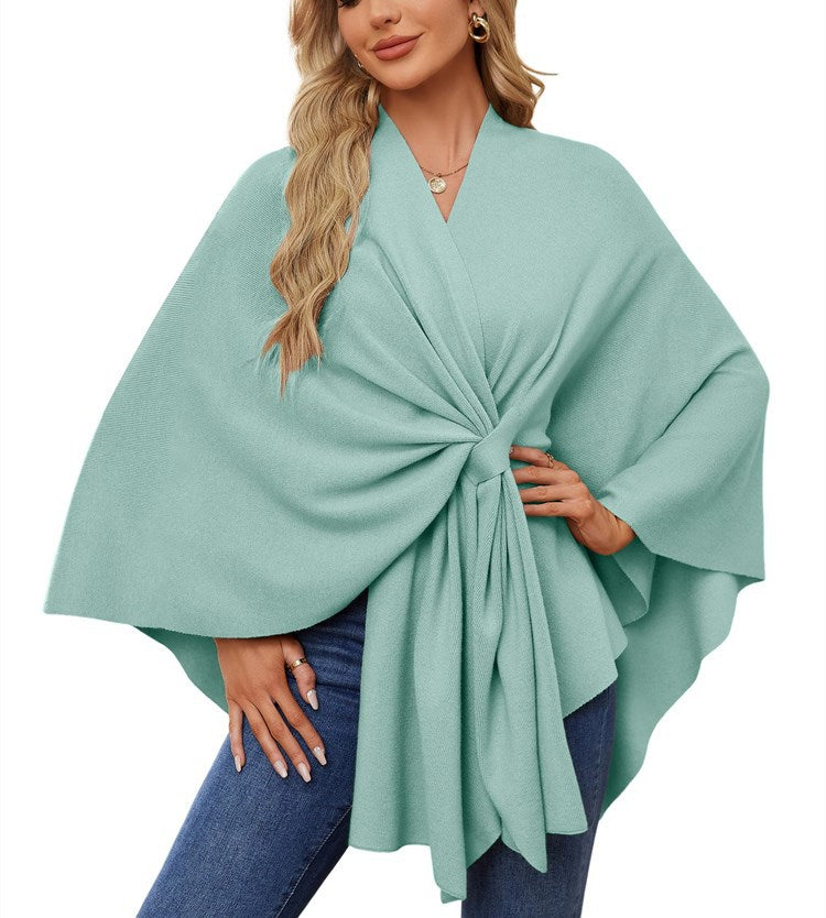 Damen Eleganter Wickelpullover mit asymmetrischem Schnitt EB