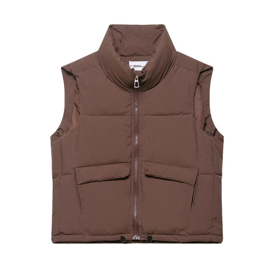 Damen stylische Steppweste mit hochgeschlossenem Kragen und praktischen Taschen EB