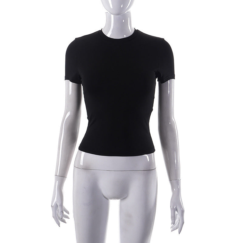 Damen Figurbetontes Kurzarm-T-Shirt mit hochqualitativem Stretch-Material EB