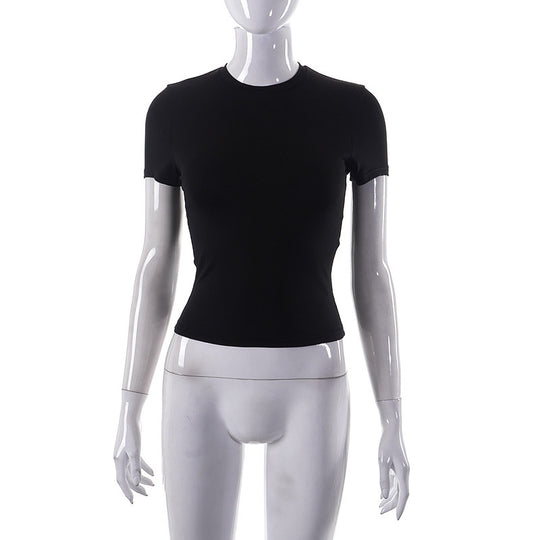 Damen Figurbetontes Kurzarm-T-Shirt mit hochqualitativem Stretch-Material EB