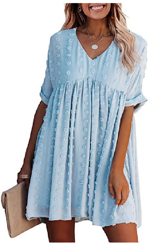 EB | Locker Sitzendes Kurzärmliges Weites Taillenkleid