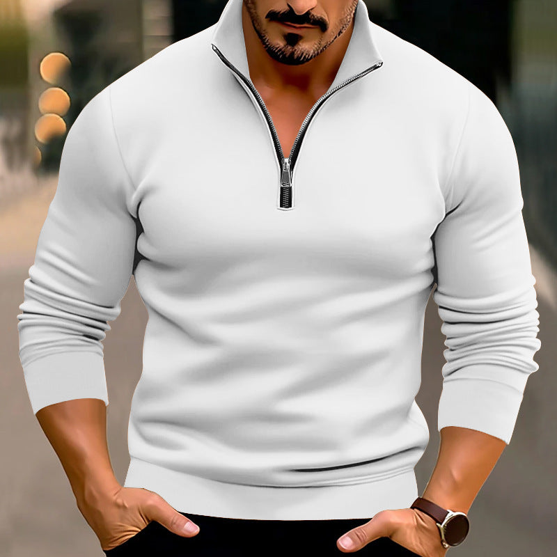 Herren Pullover mit halbem Reißverschluss und modernen Akzenten EB