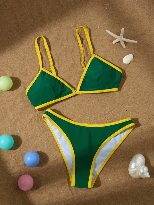 Damen Triangel-Bikini mit sportlichem Schnitt und dekorativen Details EB