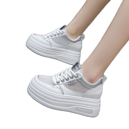 Damen Sportliche Plateau Sneakers mit atmungsaktiver Mesh-Oberfläche und schockabsorbierender Sohle EB