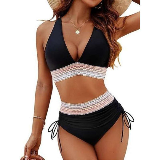 Damen Bikiniset mit hohem Bund und verstellbaren Rüschen EB