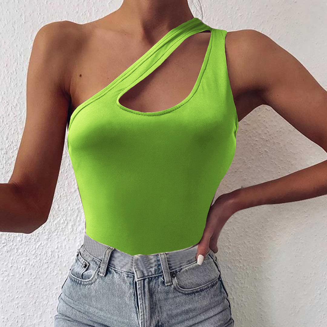 Damen asymmetrisches Bodysuit mit modischem Cut-Out EB