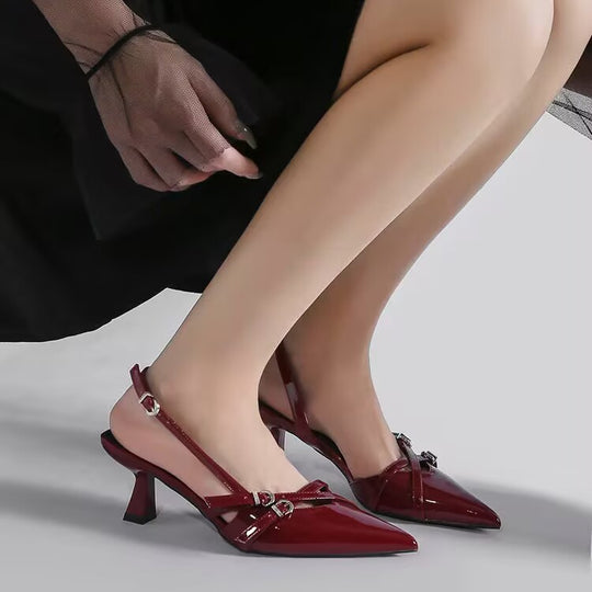 Damen Slingback High Heels mit glänzenden Akzenten EB