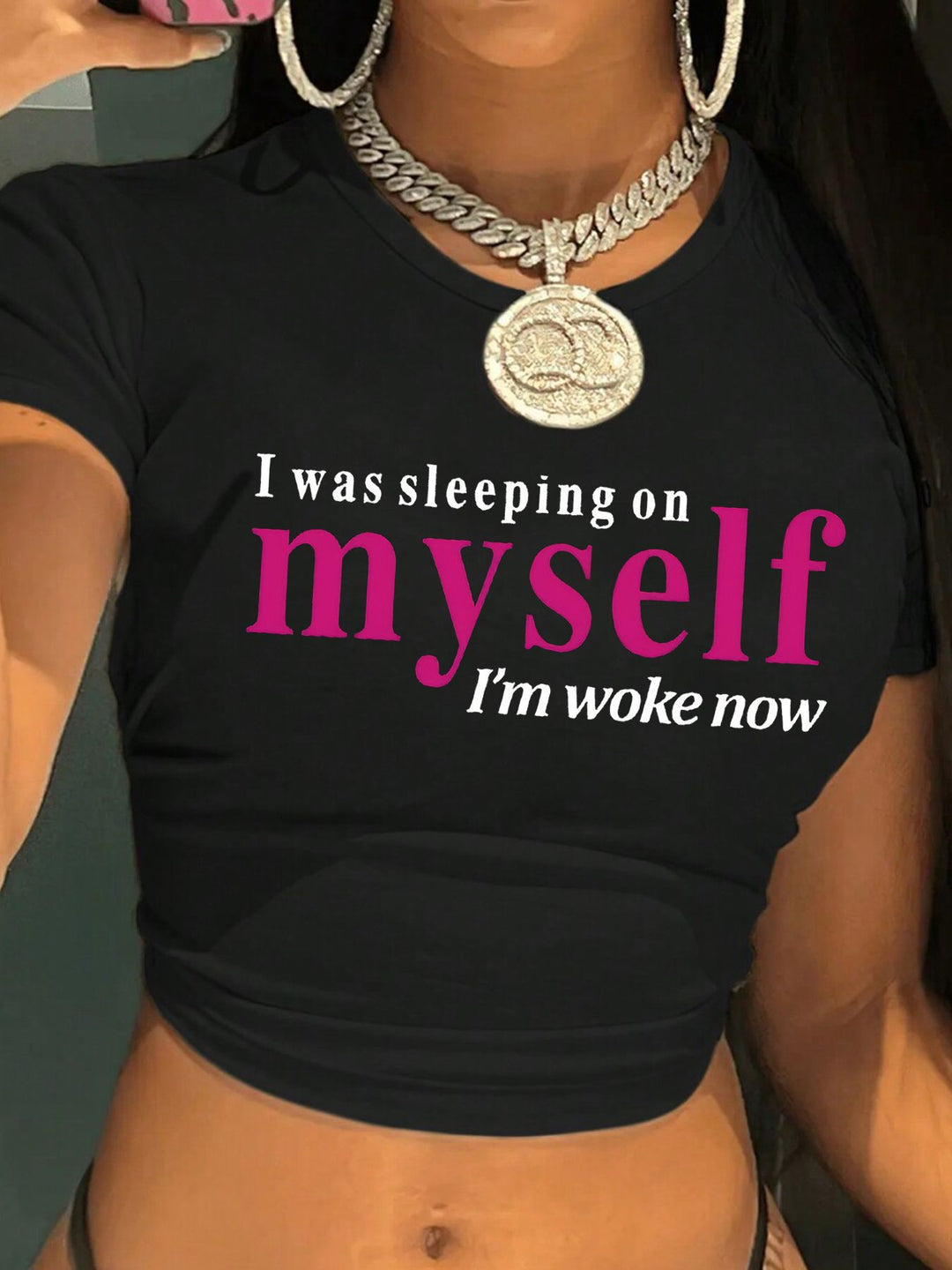 Damen Crop-T-Shirt mit motivierendem Schriftzug EB