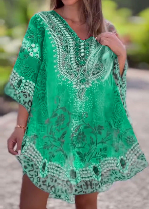 Damen Kaftan-Kleid mit kunstvollem Muster Heidi-Mode