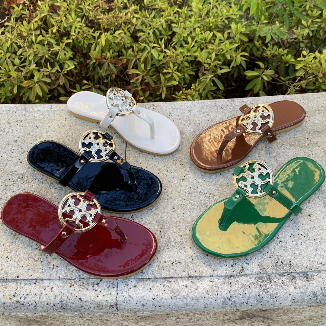 Damen Flip-Flops mit elegantem Logo-Applikation EB