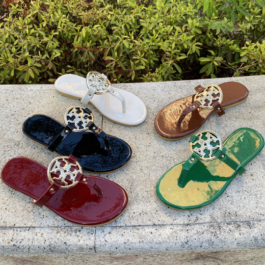 Damen Flip-Flops mit elegantem Logo-Applikation EB