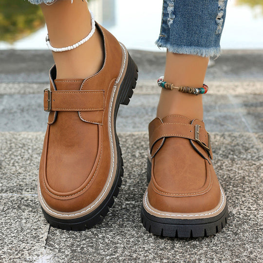 Damen Modische Mokassins mit bequemer Sohle und schnallenverziertem Design EB