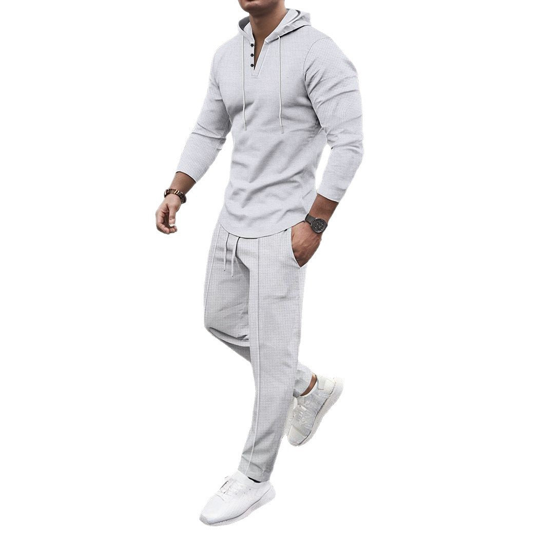 Herren Sportliches Zweiteiler Set mit atmungsaktivem Kapuzenoberteil und schlanker Jogginghose EB