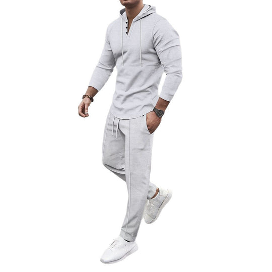 Herren Sportliches Zweiteiler Set mit atmungsaktivem Kapuzenoberteil und schlanker Jogginghose EB