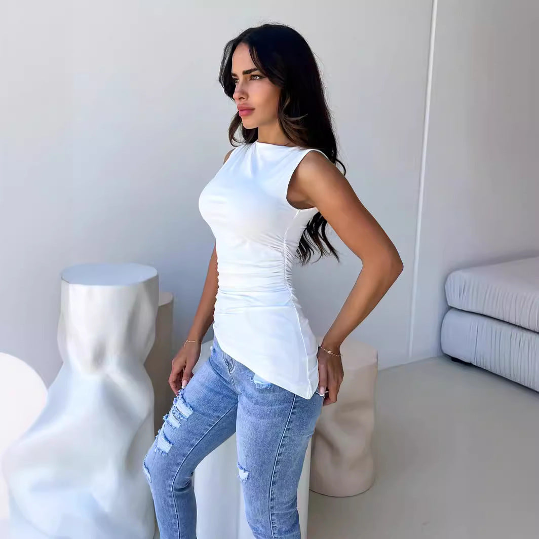 Damen Elegantes ärmelloses Oberteil mit figurformendem Schnitt EB