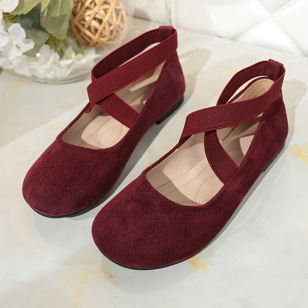 Damen elegante Ballerinas mit elastischem Riemendesign EB