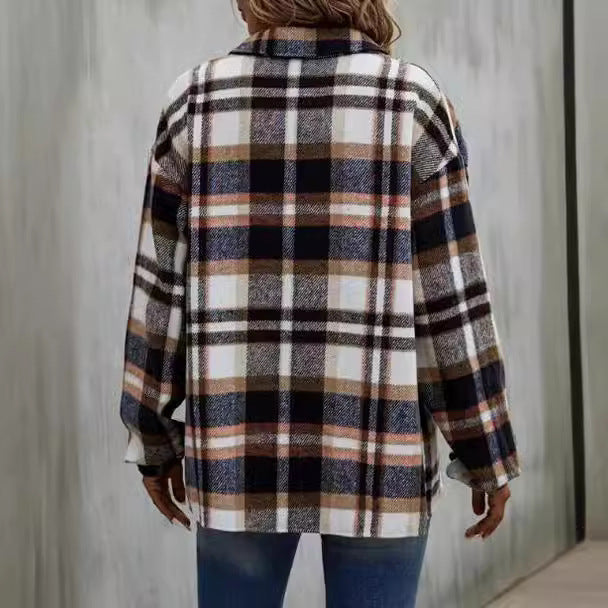 Damen lässige Karomuster Hemdjacke EB