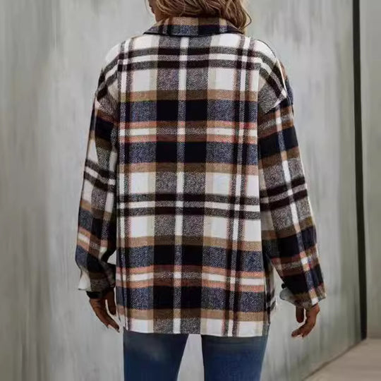 Damen lässige Karomuster Hemdjacke EB