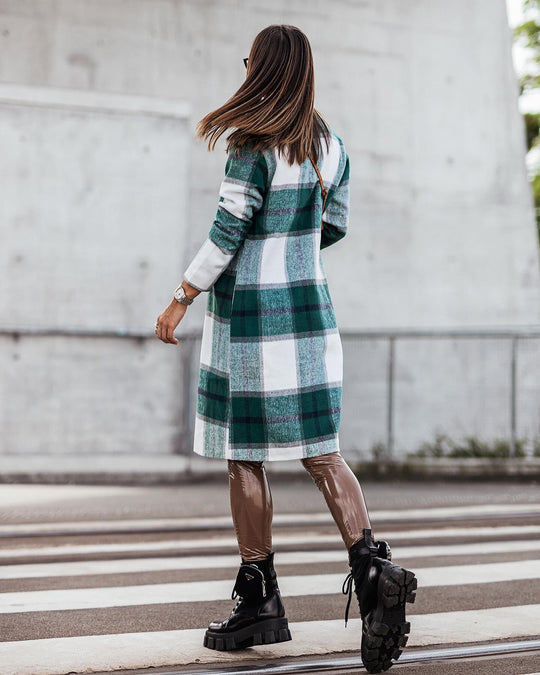 Damen Karierter Oversized-Wintermantel EB