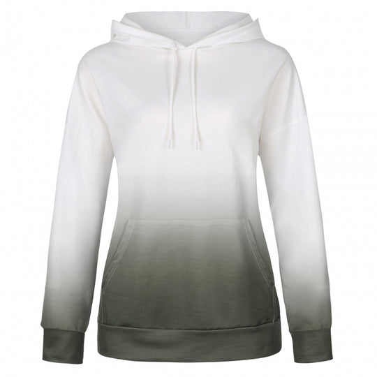 Damen Oversize Kapuzenpullover mit Dip-Dye Farbverlauf und Kängurutasche EB