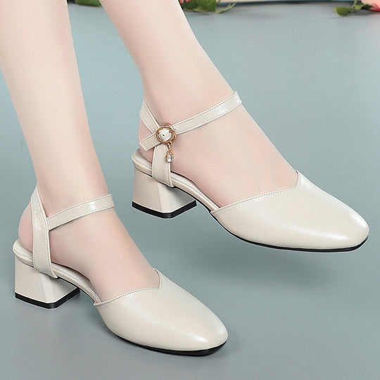 Damen Sling-Pumps mit modischem Riemen und elegantem Blockabsatz EB