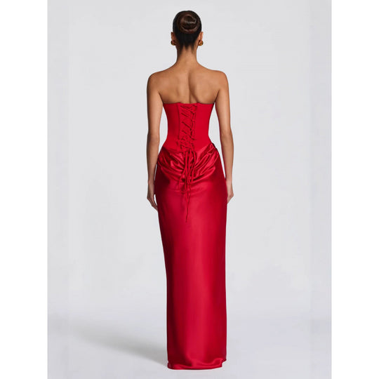 Damen Elegantes Cocktailkleid mit Herzausschnitt und fließendem Rockteil EB