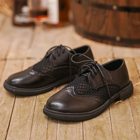 Damen Schnürschuhe mit atmungsaktiver Netzoberfläche und klassischem Lederdesign EB