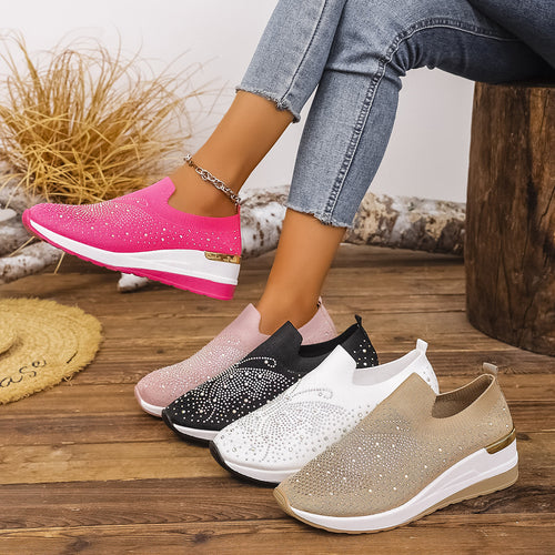 Damen Glamouröse Sneaker mit funkelnden Strassdetails EB