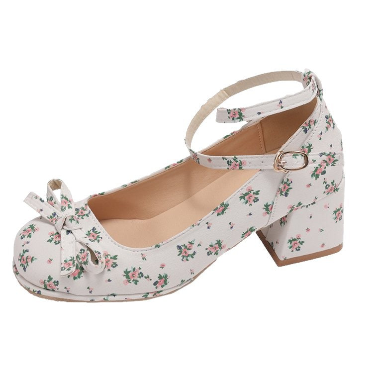 Damen elegante Ballerina-Pumps mit modischer Schleifenakzent und komfortablem Blockabsatz EB