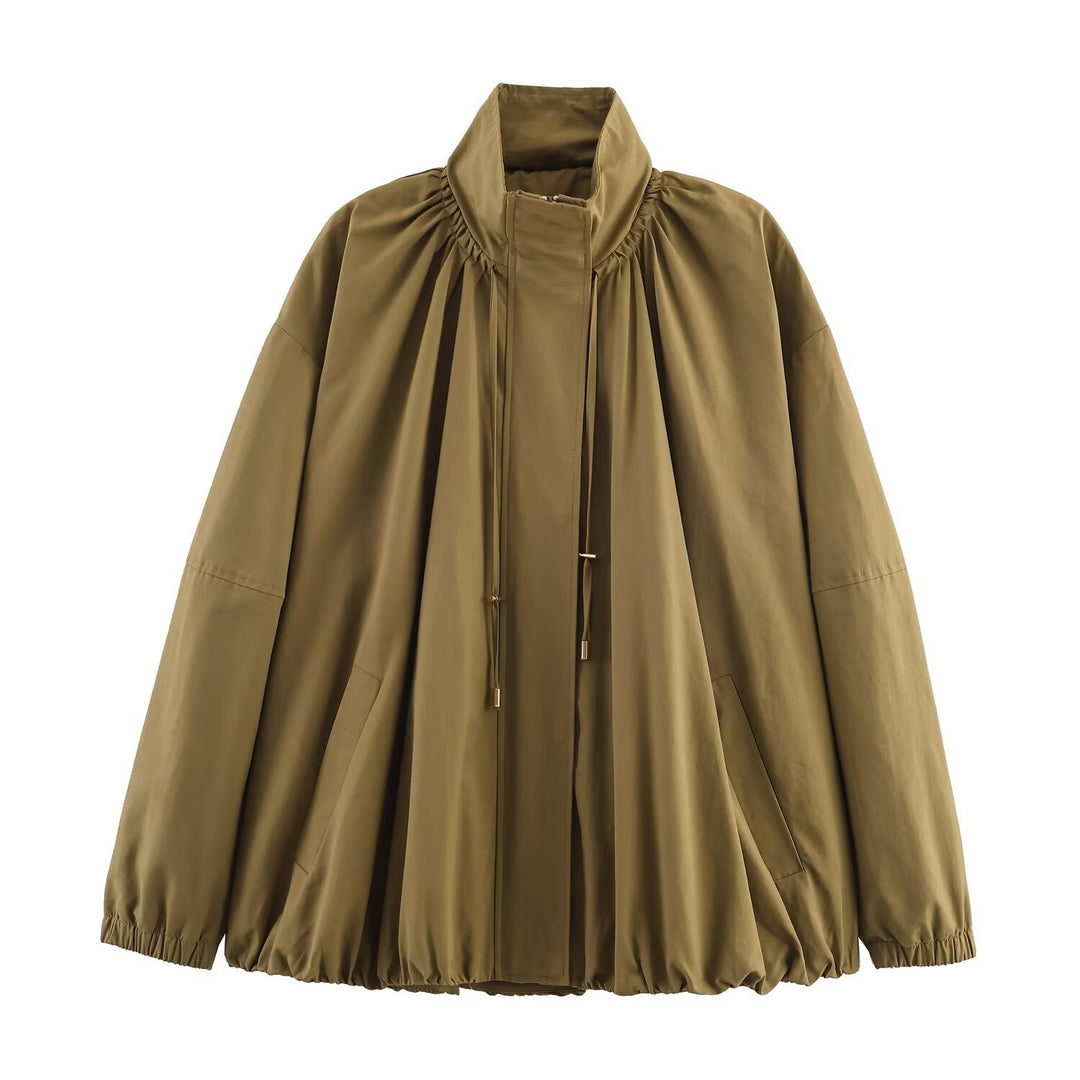 Damen modische Übergangsjacke mit hohem Kragen und lässigem Schnitt EB