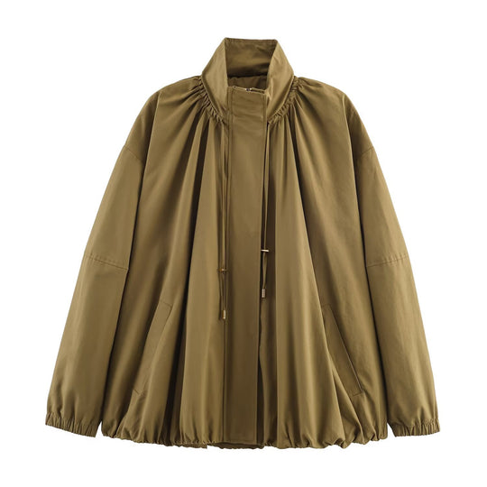 Damen modische Übergangsjacke mit hohem Kragen und lässigem Schnitt EB