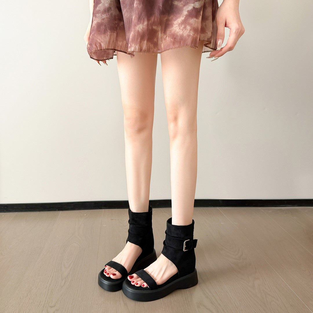 Damen Plateau Sandalen mit verstellbarem Riemen und modisch geflochtenem Obermaterial EB