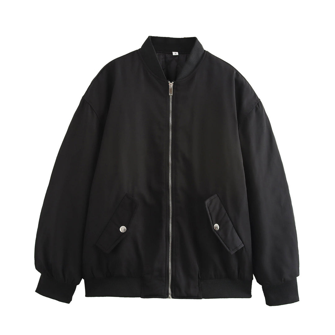 Damen lässige Bomberjacke mit elastischem Bund und praktischen Taschen EB