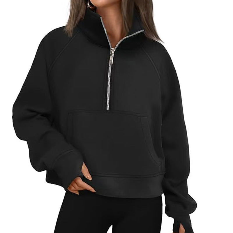 Damen Sportlicher Hoodie mit hohem Kragen EB