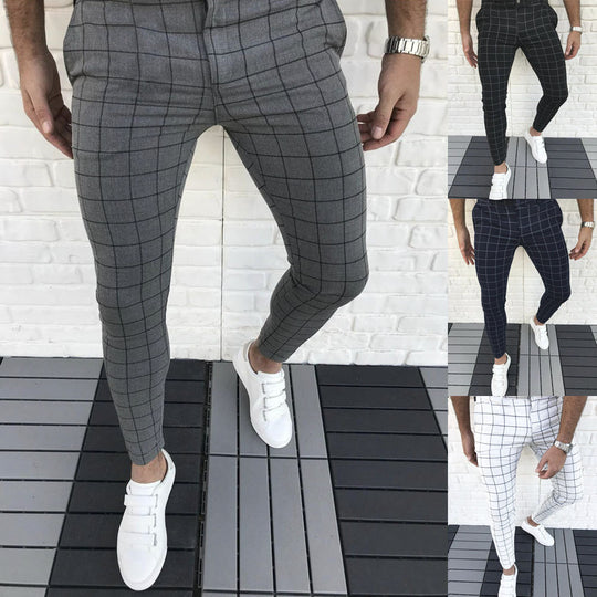 Herren Karierte Anzughose im Slim Fit Stil EB