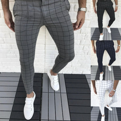 Herren Karierte Anzughose im Slim Fit Stil EB