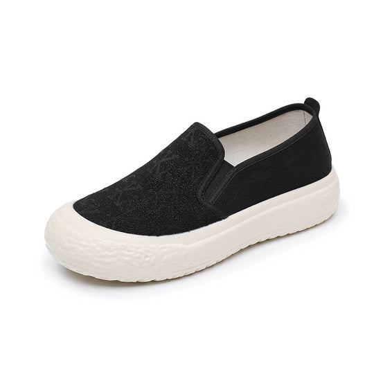 Damen Sportliche Slip-On Sneakers mit rutschfester Sohle und elastischem Einsatz EB
