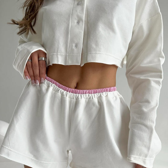 Damen Bequeme Freizeit-Bluse und Shorts Set EB