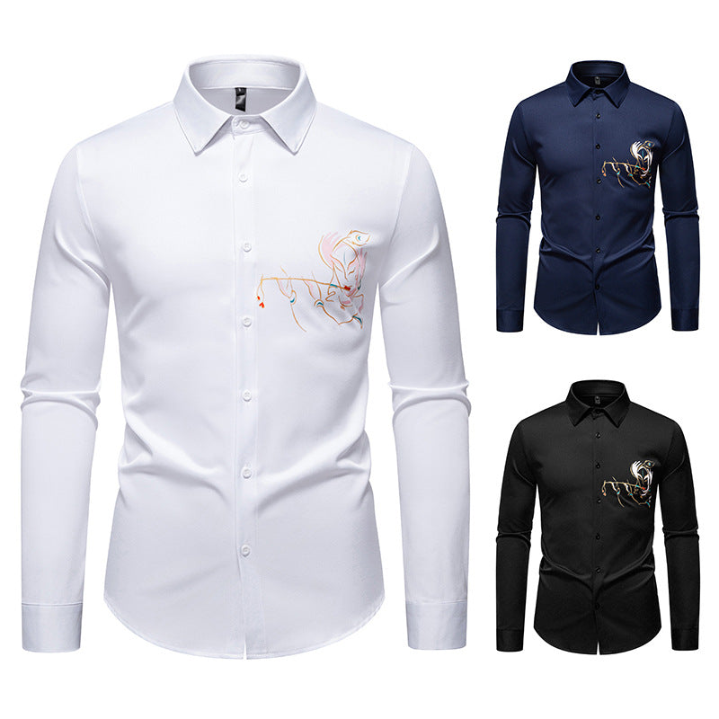 Herren Langarmhemden mit einzigartigem Stickdesign EB