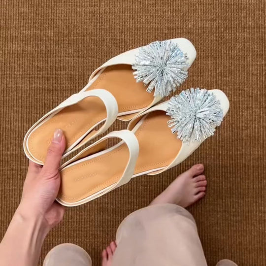 Damen elegante Ballerinas mit glitzerndem Applikationsdesign EB