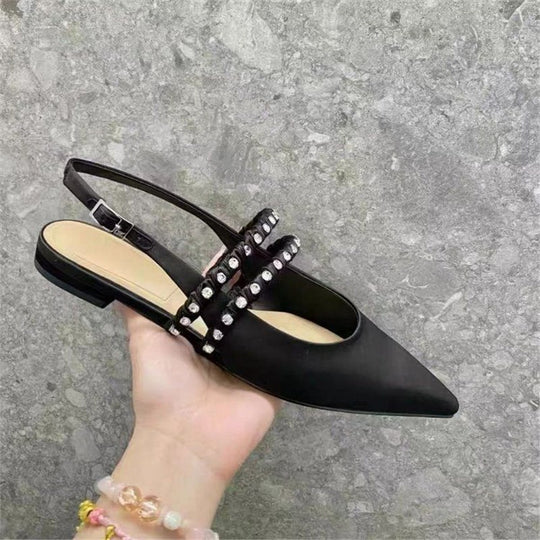 Damen Slingback Ballerinas mit eleganter Perlenverzierung EB