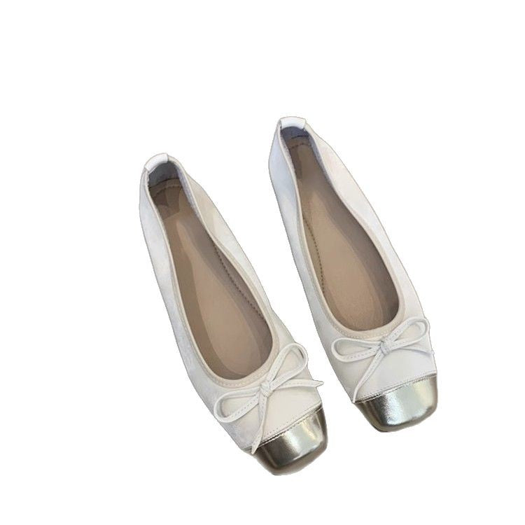 Damen elegante Ballerinas mit modischem Glanz und zierlichem Schleifendetail EB