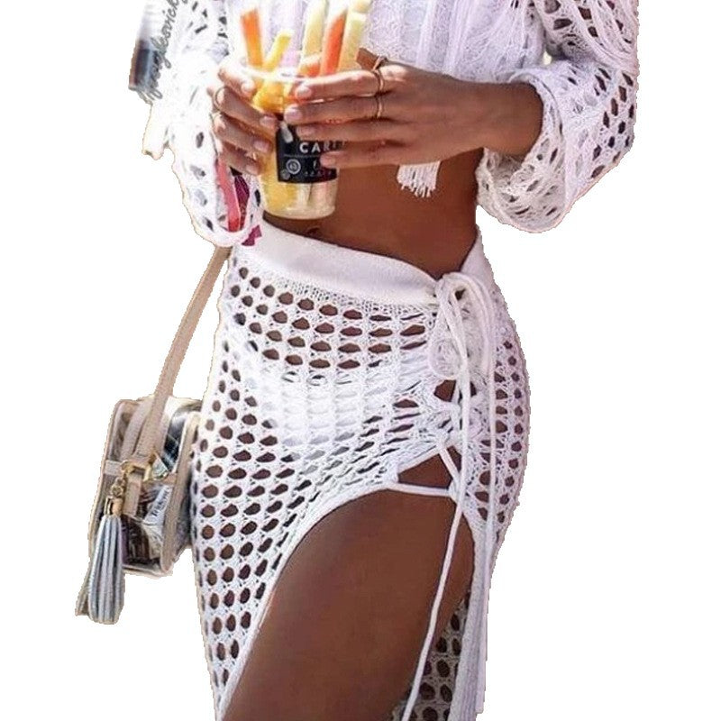 Damen Strandsarong mit trendigem Netzdesign und Fransen EB