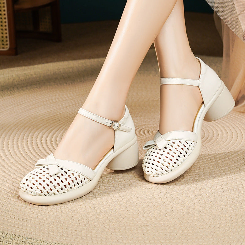 Damen Ballerinas mit modischem Riemen und komfortablem Blockabsatz EB