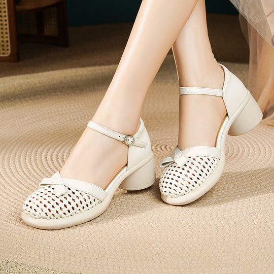 Damen Ballerinas mit modischem Riemen und komfortablem Blockabsatz EB